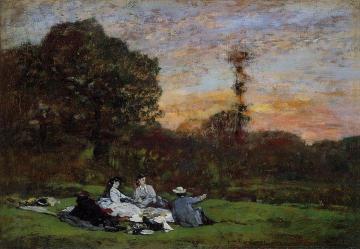 Luncheon on the Grass, the Family of Eugene Manet Artwork by Eugène-Louis Boudin
