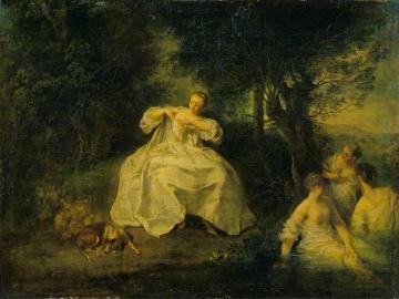 Women Bathing Artwork by Nicolas Lancret
