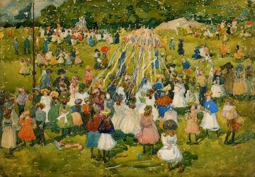 May Day, Central Park Artwork by Maurice Prendergast