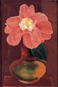 Vase with Red Flower Artwork by Moise Kisling