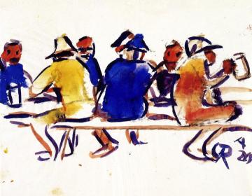 Bauern vorm Wirtshaus Artwork by Christian Rohlfs