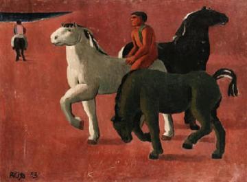 Horses on the Beach Artwork by Fernando Botero