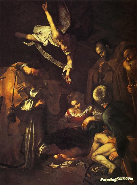 Nativity with Saints Francis and Lawrence Artwork by Caravaggio
