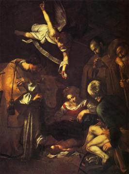 Nativity with Saints Francis and Lawrence Artwork by Caravaggio