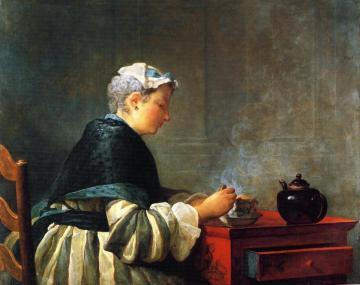 A Lady Taking Tea Artwork by Jean-Baptiste-Simeon Chardin