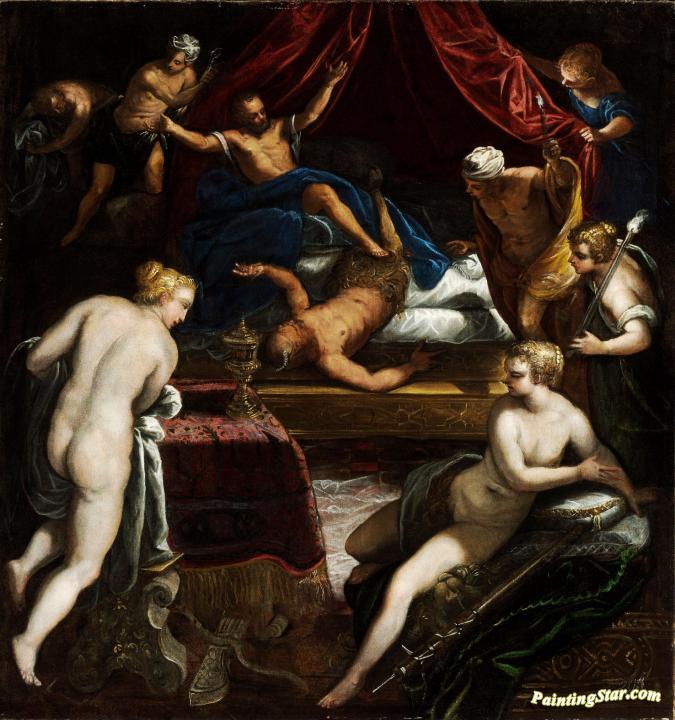 Hercules Expelling The Faun From Omphale's Bed Artwork by Tintoretto Jacopo