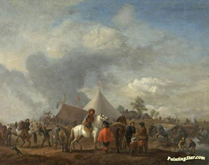 A Dutch Horse Fair Artwork by Philips Wouwermans