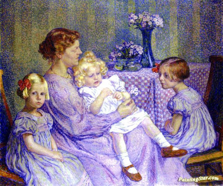 Madame Van de Velde and Her Children Artwork by Theo van Rysselberghe