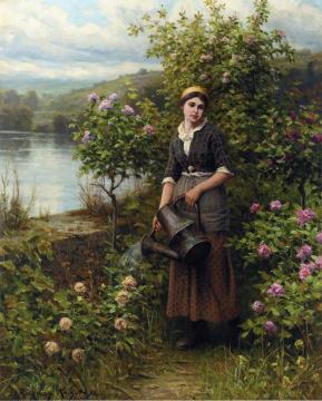 Watering the Garden Artwork by Daniel Ridgway Knight