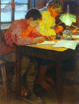 Homework Artwork by Nikolai Petrovich Bogdanov-belsky
