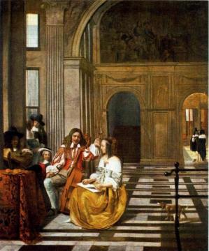 Company Making Music Artwork by Pieter de Hooch