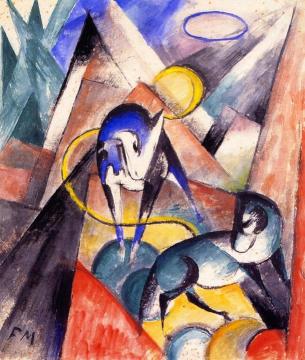 Landscape with Two Horses Artwork by Franz Marc
