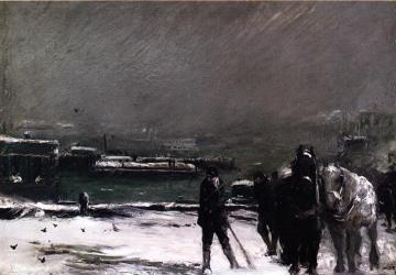 Docks in Winter Artwork by George Wesley Bellows