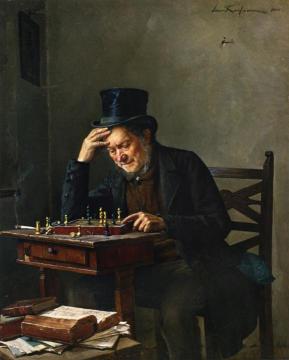 The Chess Player Artwork by Isidor Kaufmann
