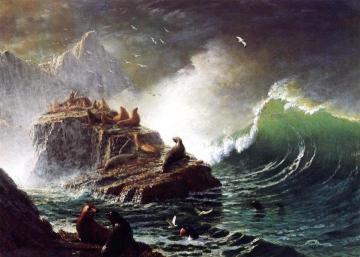 Seals on the Rocks, Farallon Islands Artwork by Albert Bierstadt