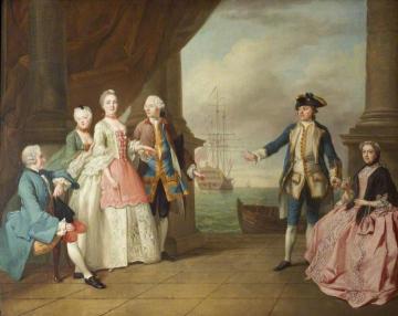 Mrs Constantine Phipps, Being Led to Greet Her Brother, Captain  Augustus Hervey Artwork by Jean Etienne Liotard