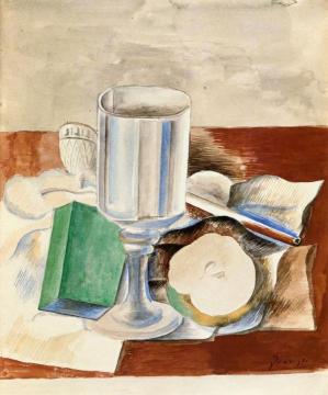 Still Life with Class and an Apple Artwork by Pablo Picasso