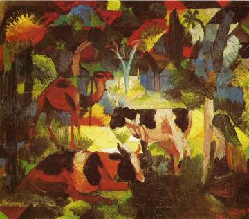Landscape with Coows and Camel Artwork by August Macke