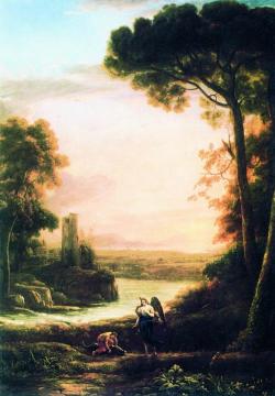 Landscape with Tobias and the Archangel Raphael Artwork by Claude Lorrain