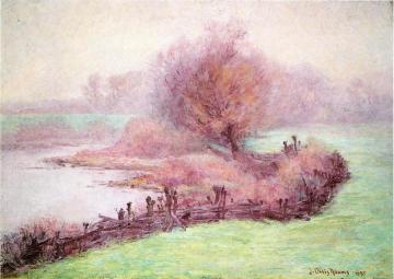 A Misty Morning on the Mississinewa Artwork by John Ottis Adams