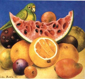 Still Life with Parrot Artwork by Frida Kahlo