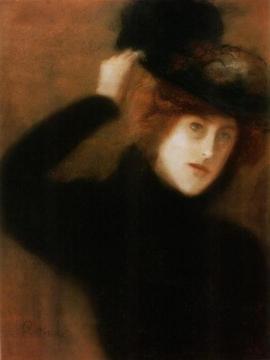 Young Parisian Woman with Flowered Hat Artwork by József Rippl-Rónai