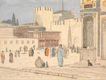 Square in Front of the Bab-i Humayun Gate in Constantinople Artwork by Martinus Rorbye