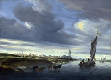A View of Rhenen seen from the West Artwork by Salomon van Ruysdael