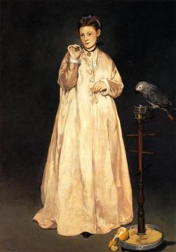 Young Lady with a Parrot Artwork by Edouard Manet