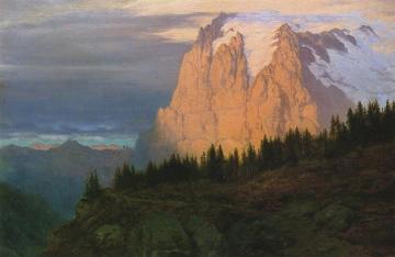 Sunset on the Wetterhorn, Switzerland Artwork by Louis Remy Mignot
