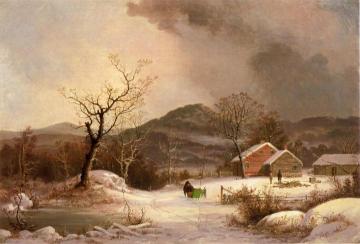 Farmstead and Sleigh in Winter Artwork by George Henry Durrie