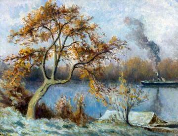 Boards of Seina at Spring - Les bords de Seine au printemps Artwork by Maximilien Luce