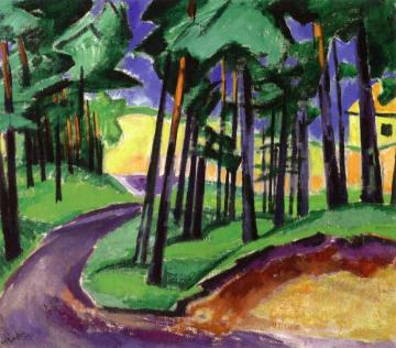 Das gelbe Haus: Waldausgang mit Hochsommerdüne Artwork by Hermann Max Pechstein