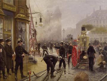 A fire on Kultorvet Artwork by Paul Gustave Fischer