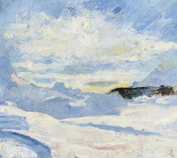 Winter landscape near Maloja Artwork by Giovanni Giacometti