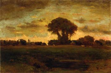 Sunset on a Meadow Artwork by George Inness
