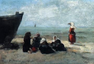 Fisherwives Waiting for the Boats to Return Artwork by Eugène-Louis Boudin