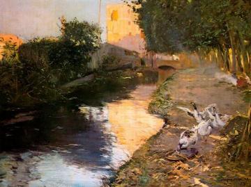La acequia Artwork by Joaquin Mir Trinxet