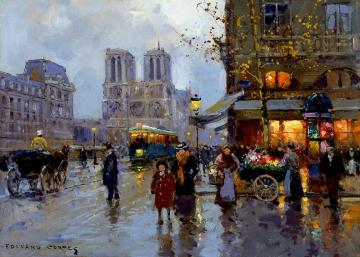 Place St. Michel, Notre Dame Artwork by Edouard Léon Cortes