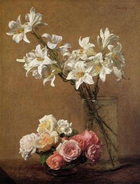 Roses and Lilies Artwork by Henri Fantin-Latour