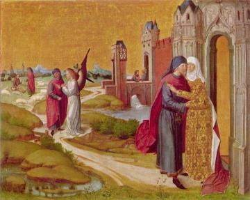 Begegnung von Joachim und Anna an der Goldenen Pforte Artwork by Master of the Life of the Virgin