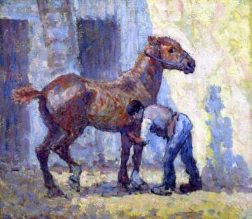 Grooming Horse Artwork by Robert Bevan