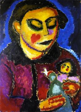 Girl with Doll Artwork by Alexej Jawlensky