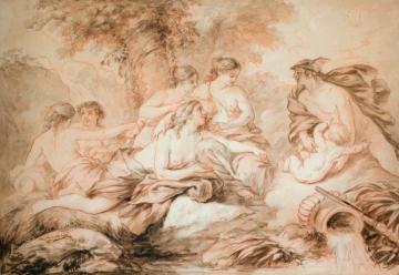 Mercury Entrusting Bacchus to the Nymphs Artwork by Jean-Jacques Lagrenée