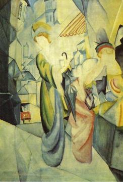 Bright Women in front of the Hat Shop Artwork by August Macke