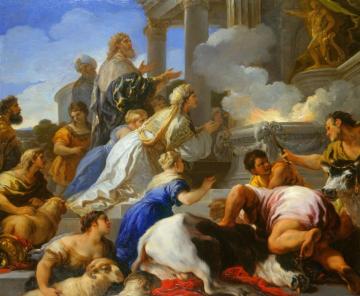 Psyche's Parents Offering Sacrifice to Apollo Artwork by Luca Giordano