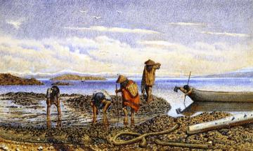 Indians Gathering Shellfish, Victoria Island Artwork by William George Richardson Hind