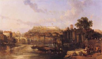 Rome, View On The Tiber Looking Towards Mounts Palatine And Aventine Artwork by David Roberts
