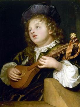 A Boy Playing a Lute Artwork by Godfried Schalcken