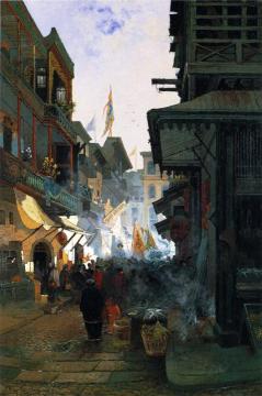 Study in Chinatown, San Francisco, California Artwork by Edwin Deakin